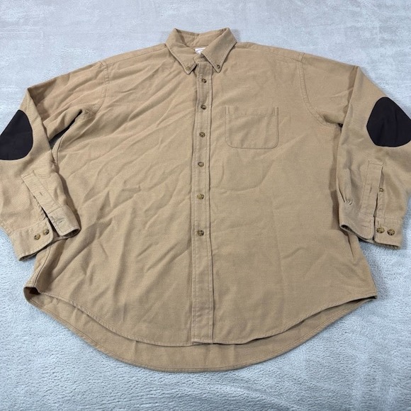 Brooks Brothers Other - Brooks Brothers 1818 Flannel Shirt Mens XL Wool Blend Collar Elbow Patches Beige